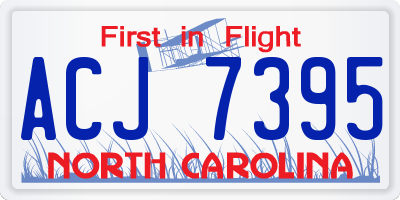 NC license plate ACJ7395