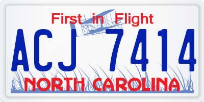 NC license plate ACJ7414