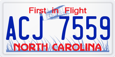 NC license plate ACJ7559