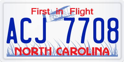 NC license plate ACJ7708