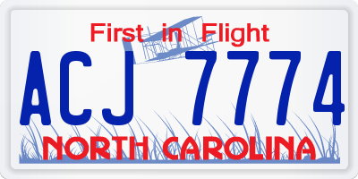 NC license plate ACJ7774