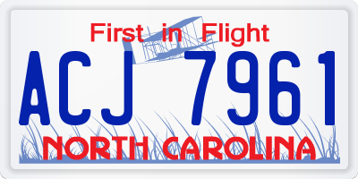NC license plate ACJ7961