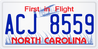 NC license plate ACJ8559
