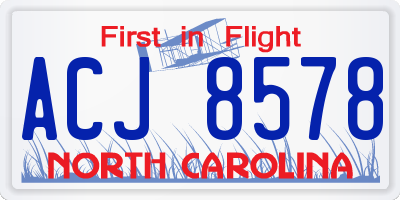 NC license plate ACJ8578