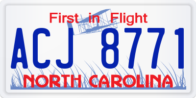 NC license plate ACJ8771