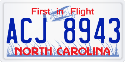 NC license plate ACJ8943
