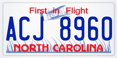 NC license plate ACJ8960