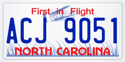 NC license plate ACJ9051