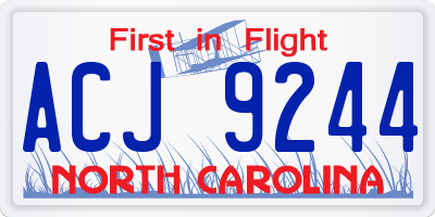 NC license plate ACJ9244