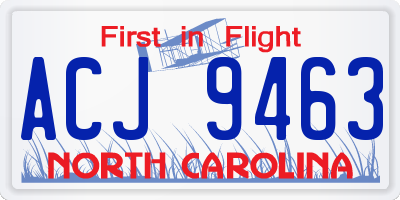 NC license plate ACJ9463