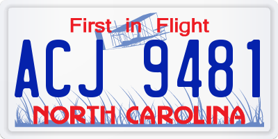 NC license plate ACJ9481