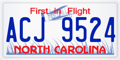 NC license plate ACJ9524
