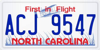 NC license plate ACJ9547