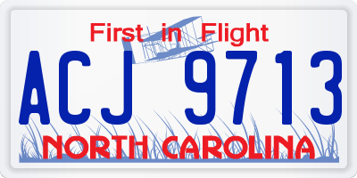 NC license plate ACJ9713