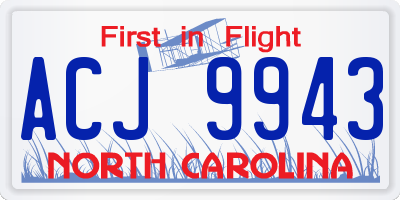 NC license plate ACJ9943