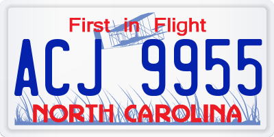 NC license plate ACJ9955