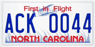 NC license plate ACK0044