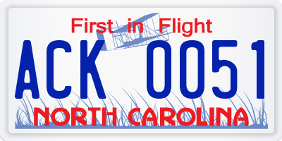 NC license plate ACK0051