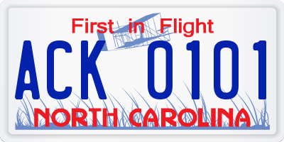 NC license plate ACK0101
