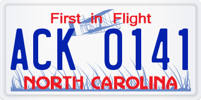 NC license plate ACK0141