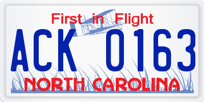 NC license plate ACK0163