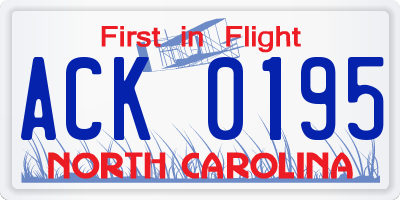 NC license plate ACK0195