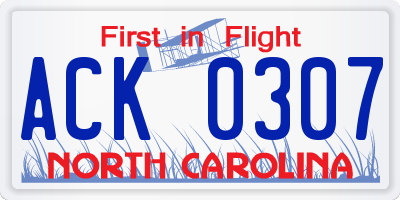 NC license plate ACK0307