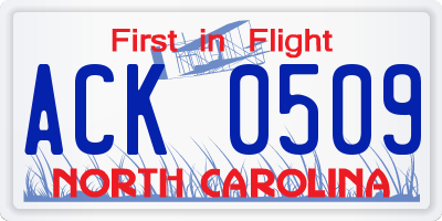 NC license plate ACK0509