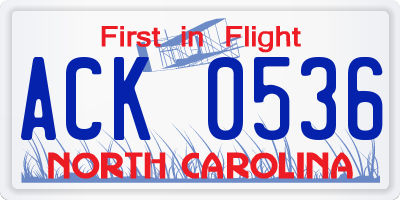 NC license plate ACK0536