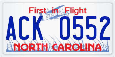 NC license plate ACK0552