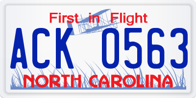 NC license plate ACK0563