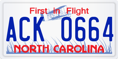 NC license plate ACK0664