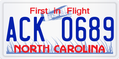 NC license plate ACK0689