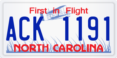 NC license plate ACK1191