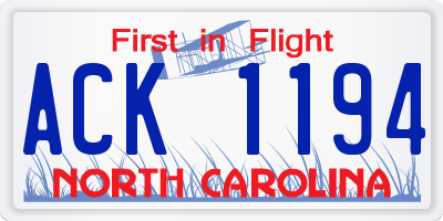 NC license plate ACK1194