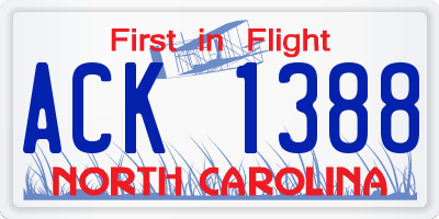 NC license plate ACK1388