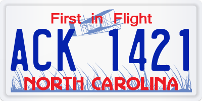 NC license plate ACK1421