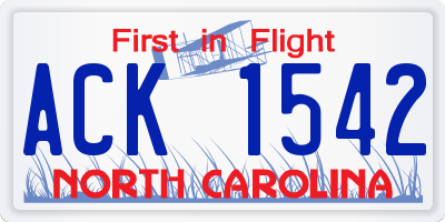 NC license plate ACK1542