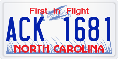 NC license plate ACK1681