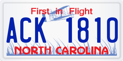 NC license plate ACK1810