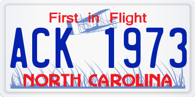 NC license plate ACK1973