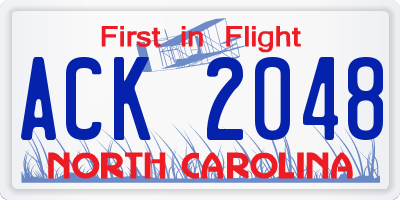 NC license plate ACK2048