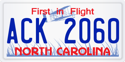 NC license plate ACK2060