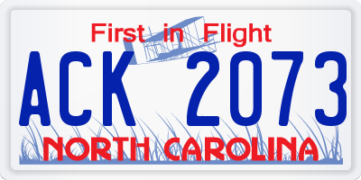 NC license plate ACK2073