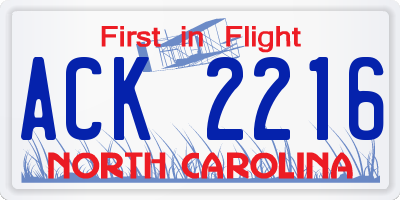 NC license plate ACK2216