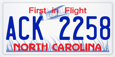 NC license plate ACK2258