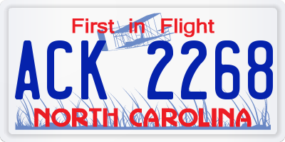 NC license plate ACK2268