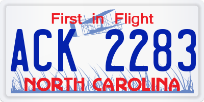 NC license plate ACK2283