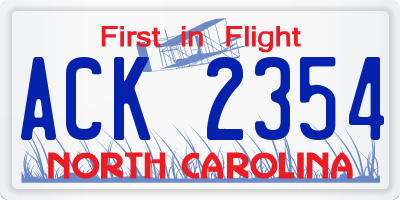 NC license plate ACK2354