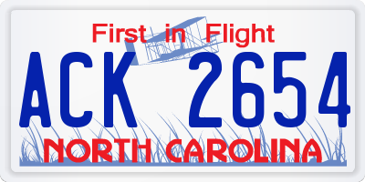 NC license plate ACK2654